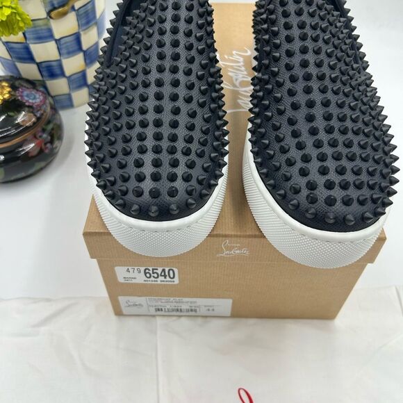 Men's Christian Louboutin spike boat flat sneaker size 44 made in Italy - Picture 4 of 11